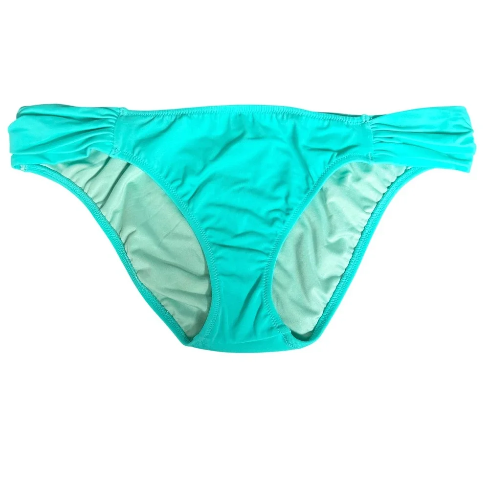 Victoria's‎ Secret Ruched Side Bikini Bottom Aqua Turquoise Low Rise Medium